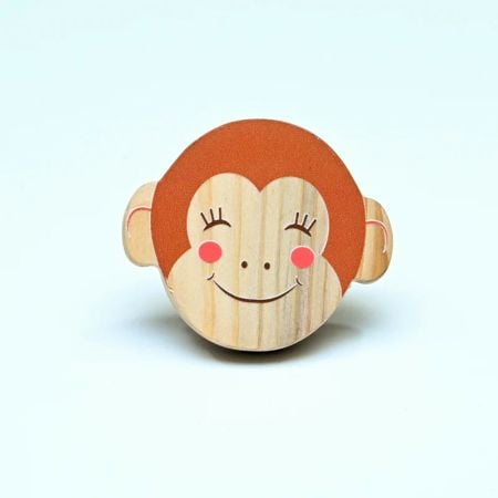 Handmade Pine Wood Monkey Face Knob for Kids Furniture